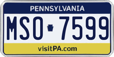 PA license plate MSO7599
