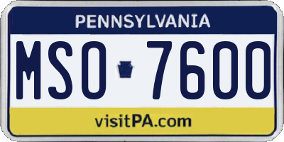 PA license plate MSO7600