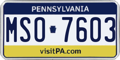 PA license plate MSO7603
