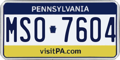 PA license plate MSO7604