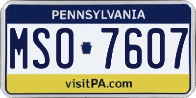 PA license plate MSO7607