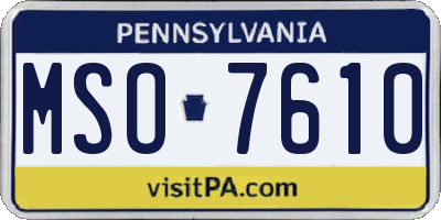 PA license plate MSO7610