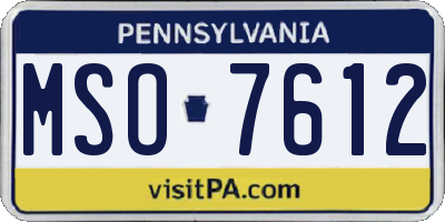 PA license plate MSO7612