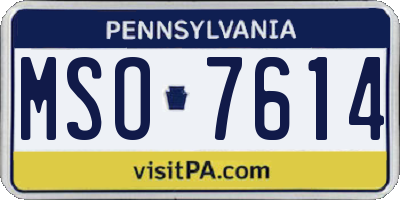 PA license plate MSO7614