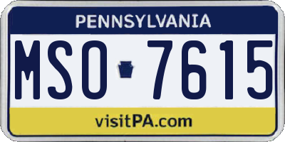 PA license plate MSO7615