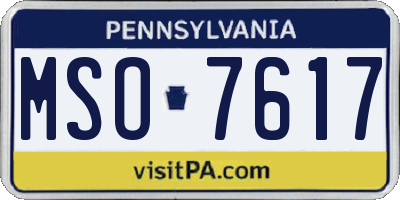 PA license plate MSO7617