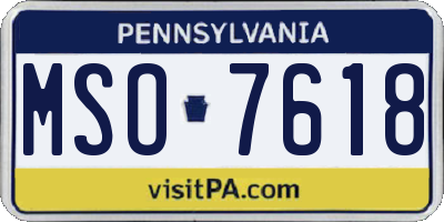 PA license plate MSO7618