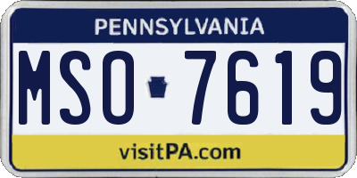 PA license plate MSO7619