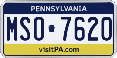 PA license plate MSO7620