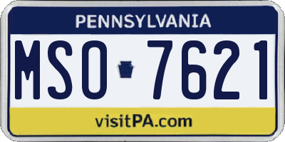 PA license plate MSO7621