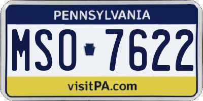 PA license plate MSO7622