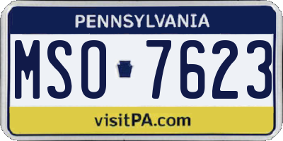 PA license plate MSO7623