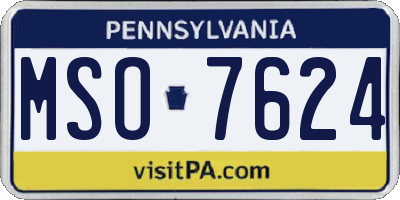 PA license plate MSO7624