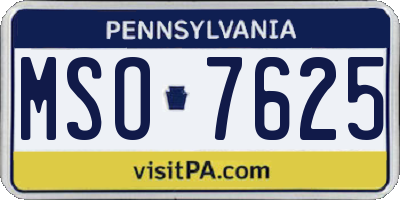 PA license plate MSO7625