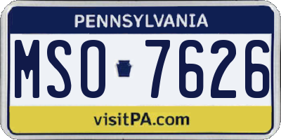 PA license plate MSO7626