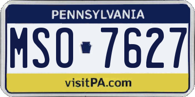 PA license plate MSO7627