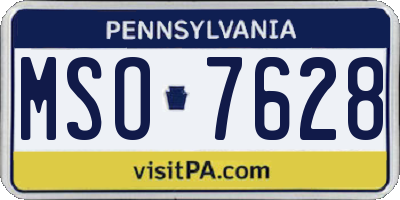 PA license plate MSO7628