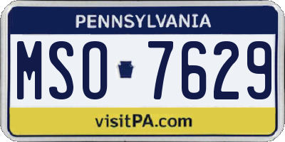 PA license plate MSO7629