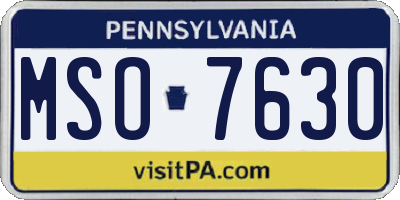 PA license plate MSO7630