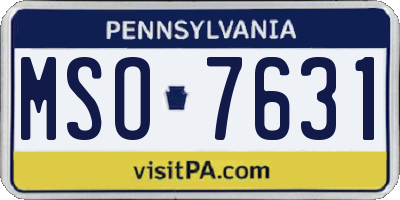 PA license plate MSO7631