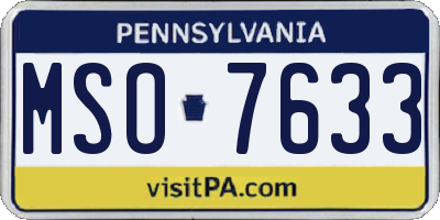 PA license plate MSO7633