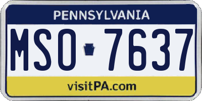 PA license plate MSO7637