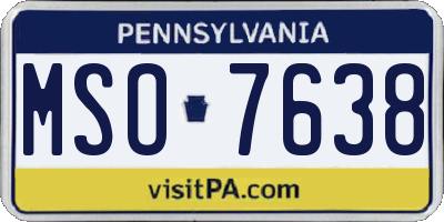 PA license plate MSO7638