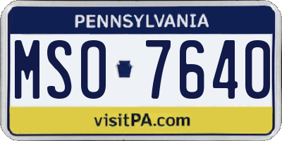 PA license plate MSO7640