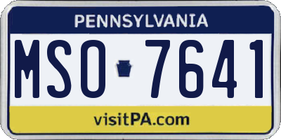PA license plate MSO7641