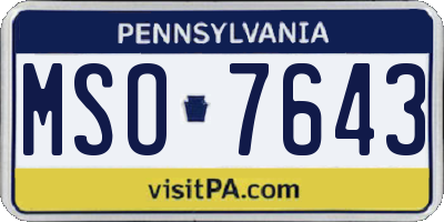 PA license plate MSO7643