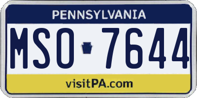PA license plate MSO7644