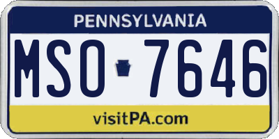 PA license plate MSO7646