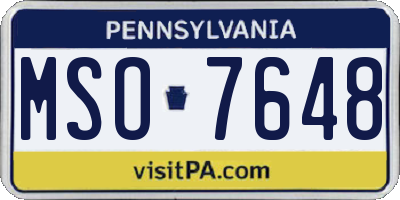 PA license plate MSO7648