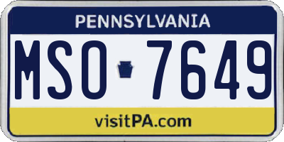 PA license plate MSO7649