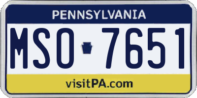 PA license plate MSO7651