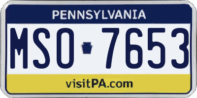 PA license plate MSO7653