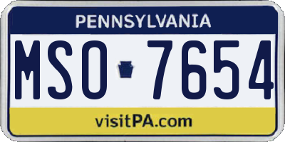 PA license plate MSO7654