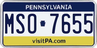PA license plate MSO7655