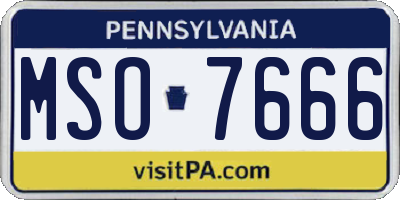 PA license plate MSO7666