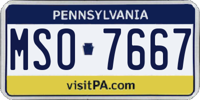 PA license plate MSO7667