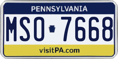 PA license plate MSO7668