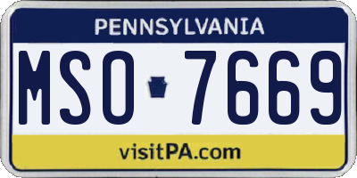 PA license plate MSO7669