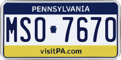 PA license plate MSO7670