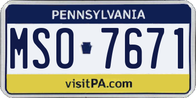 PA license plate MSO7671
