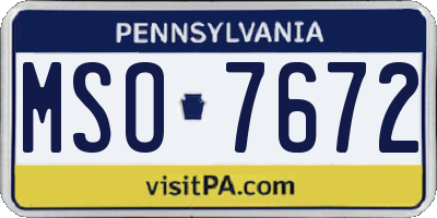 PA license plate MSO7672