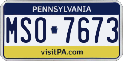 PA license plate MSO7673