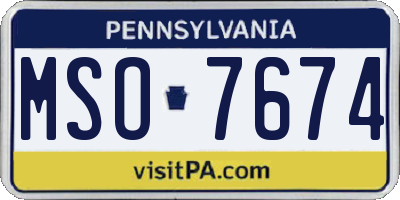 PA license plate MSO7674