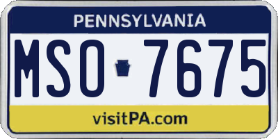 PA license plate MSO7675