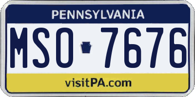 PA license plate MSO7676
