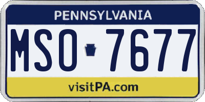 PA license plate MSO7677